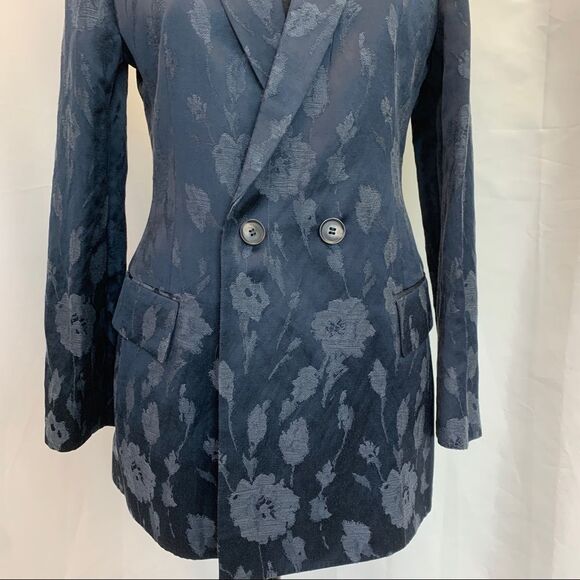 REISS Peony jacket jacquard double breasted blazer in navy Sz 6 NWOT - Picture 11 of 17